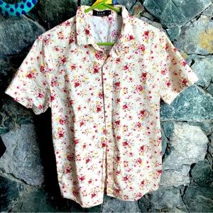 SSLR Men’s Collection Boho rose print Casual button up shirt size Small